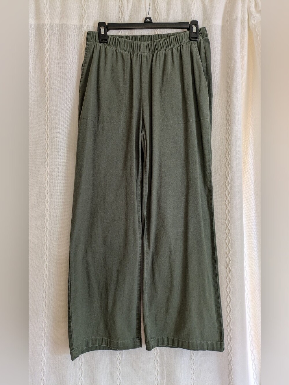 Green Wide Leg Cotton Pants